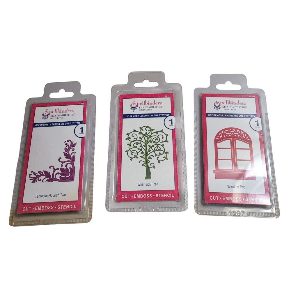 Spellbinders Shapeabilities Die D-Lites Set 3 NEW Flourish Tree Window